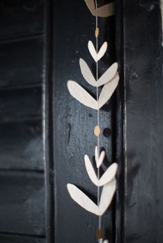 a close up of a door with a plant on it's side hanging from the handle