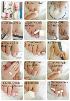 Basic Pedicure, Pedicure Tutorial, Pedicure Station, Diy Pedicure, Makeup Tip, Pedicure At Home, Nail Designs Tutorial, Pedicure Manicure, Manicure Y Pedicure