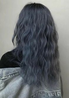 Ashy Blue Hair, Ash Blue Hair, Curly Long Wig, Blue Brown Hair, Blue Grey Hair, Beauty Outfits, Curly Synthetic Wig, Wig Brown, Light Blue Hair