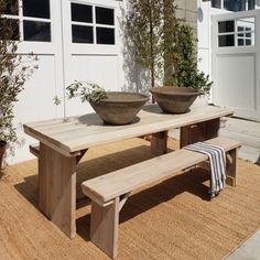 clean line handmade wood picnic table and bench set Outdoor Dining Table And Bench, Picnic Bench Dining Table, Los Angeles, Fresco, Wooden Outdoor Dining Set, Outdoor Dining Table With Bench, Picnic Table Aesthetic, Picnic Table Patio, Picnic Style Dining Table