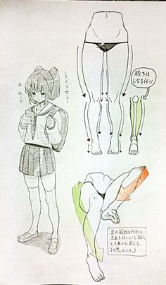 some drawings of different types of pants and leggings, including one woman's legs