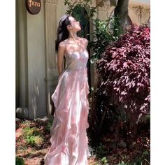 YESMYTOOL - Korean Fashion Pink Ruffled Suspender Dress for Women's Seaside Vacation Style Slim Fit Long Dress Female Clothing Korean Fashion Pink, Korean Fashion Skirt, Y2k Mini Skirt, Long Fitted Dresses, Korean Outfit, Female Clothing, Dress Chiffon, Suspender Dress, Pink Ruffle