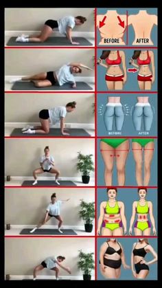 an image of a woman doing exercises for her butts and thighs in different ways