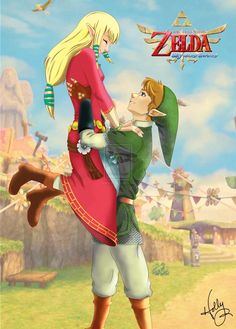 the legend of zelda is being hugged by an elf