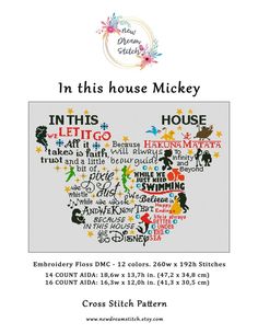 the cross stitch pattern for this house mickey