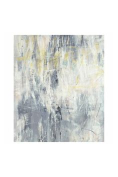 an abstract painting with grey and yellow colors