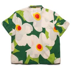 Textile material Full button-up placket Front pocket All-over printed printed graphics Awake NY Spring/Summer '24 Collection Color: Green/Multi Style: AWK-SP24-TP004 Awake Ny, Textile Material, Camp Shirt, Summer 24, Camping Shirt, Sea Green, Colourful Outfits, Daum, Pattern Art