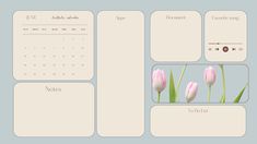an image of a calendar with tulips in the middle and one on the side