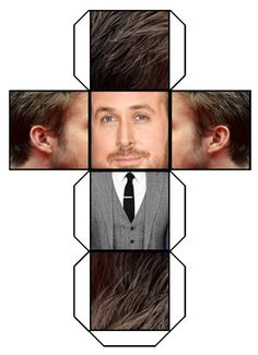 the man is wearing a suit and tie with his hair in four different squares around him