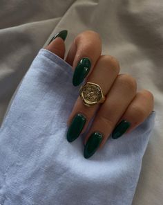 Dark Green Nails, Green Acrylic Nails, Nagellack Trends, Dream Nails, Pretty Acrylic Nails, Green Nails