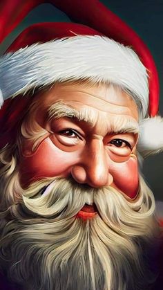 a close up of a santa claus face