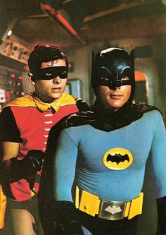 two young men dressed up as batman and robin wayne in the tv series, batgirl