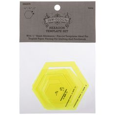 the hexagon template set is shown in yellow