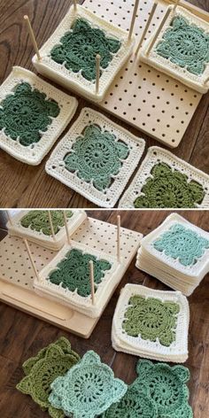 crocheted coasters are arranged on the floor to make them look like they have been