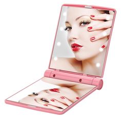 PRICES MAY VARY. 💡COMPACT MAKEUP MIRROR - The small makeup mirror can be used anytime and anywhere, you can put it in your bag. This foldable makeup mirror can be placed in any small bag like handbag or cosmetic case, Led travel mirror is a perfect gift for your lover or friends during Birthday, Anniversary, Valentines Day, Halloween and Christmas. Made of durable lightweight plastics, Foldable two-sided mirror with magnetic opening. 💡 LIGHTENING TRAVEL MIRROR - Light-up for when you are in a Gifts For Makeup Lovers, Foldable Mirror, Mirrors For Makeup, Travel Makeup Mirror, Compact Makeup, Mirror Compact, Led Makeup Mirror, Handheld Mirror, Mirror With Led Lights