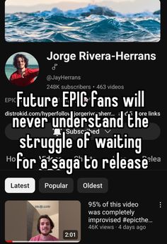 the text reads, future epic fans will never understand the struggle of waiting for asga to release