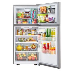 an open refrigerator filled with lots of food