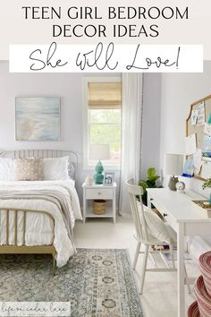 a bedroom with white furniture and blue walls is featured in the article teen girl bedroom decor ideas she will love