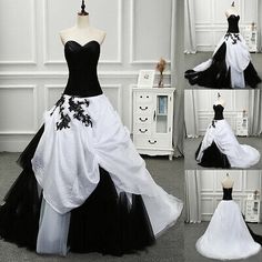 Emo Wedding Dresses, Black And White Ball Gown, Wedding Dresses Gothic, Gothic Wedding Dress Black, Black White And Red Wedding, Wedding Dress Black And White, Vintage Gothic Wedding, Emo Wedding, Black And White Wedding Dresses