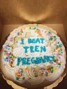 a birthday cake with frosting and sprinkles that says i beat ten pre - grown
