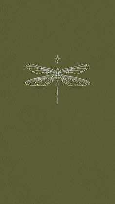 a drawing of a dragonfly on a green background