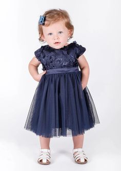 Popatu Baby Girls Navy Tulle Dress - Popatu pageant and easter petti dress Tulle Dress With Flowers, Navy Tulle Dress, Navy Blue Flower Girl Dresses, Flower Girl Dresses Navy, Burgundy Flower Girl Dress, Flower Girl Dresses Blue, Toddler Flower Girl Dresses, Infant Flower Girl Dress, Dress With Flowers