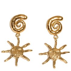 Always be on holidays in the The Holiday Mode Earrings. The perfect pair, the hand sculpted the sun & and spiral. available in: recycled 24k gold vermeil (recycled silver dipped in a thick layer of 24k gold) vermeil jewelry should be handled with a little extra care, such as taking off while sleeping, showering, applying perfume, etc. Each piece of handmade jewelry is made with environmentally friendly practices as nature is on my mind every step of the way. Gold Sun Jewelry, Gold Sun Earrings, Applying Perfume, Sun Jewelry, Gold Vermeil Jewelry, Gold Sun, Classy Jewelry