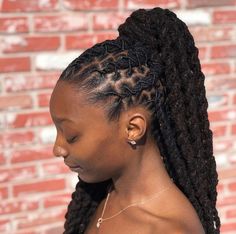 Long Loc Retwist Styles, Loc Curly Ponytail, Long Dread Hairstyles Black Women, Locs Ponytail Hairstyles For Women, Vacation Loc Styles For Women, Two Strand Twist Ponytail Locs, Loc High Bun, Braided Locs Styles, Up Do Locs Black Women