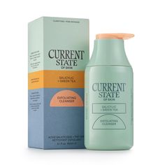 a bottle of current state deodorant next to a box on a white background