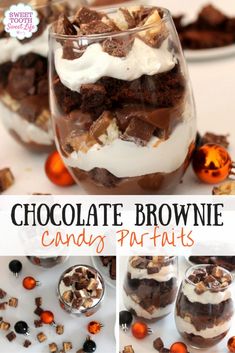 chocolate brownie candy puddings in a glass jar