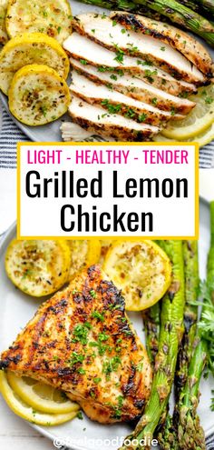 grilled lemon chicken on a plate with asparagus