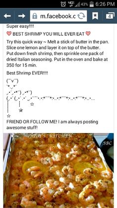 the recipe for shrimp is displayed on an instagramt page, and it appears to have been altered