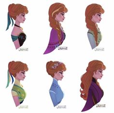 disney princesses with different hair styles and hairstyles for the character's face