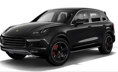 the new porsche cayen is shown in this black color scheme, with red accents