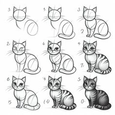 how to draw cats with different poses and expressions