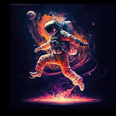 Outer Space Party 02 Astronaut Jumping - Matthias Hauser Astronaut Concept Art, Astronaut Concept, Galaxy Astronaut, Iphone Wallpaper Lights, Outer Space Party, Astronaut Wallpaper, Concept Art Tutorial, Astronaut Art