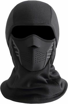 a black ski mask with the hood up