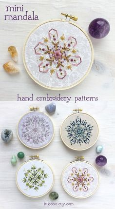 the instructions for how to make hand embroidery on fabric with pictures and text overlays