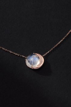 14k gold, 3.75 tcw rainbow moonstone, 0.06 tcw diamonds USA | Moon Phase Necklace by Sirciam Jewelry in Pink, Women's, Gold at Anthropologie Necklace Gemstone Jewellery, Moon Phase Pendant, Moon Phases Earrings, Moon Magic Jewelry, Historical Jewellery Ancient Jewelry, Women’s Jewelry, Psychic Jewelry, Moonstone Necklace Pendants, Sirciam Jewelry