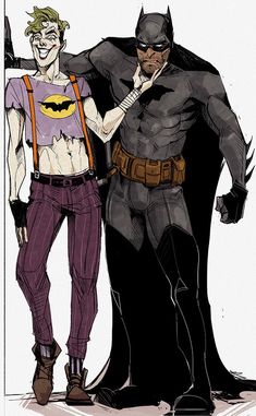 batman and robin wayne are standing next to each other in front of a white background