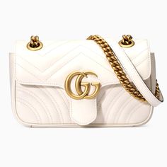 Gucci Marmont Mini Bag In White With Gold Hardware. No Longer Sold In Stores Or Online! This Bag Is In Brand New Condition. Comes With Dustbag And Box. Gucci Bags, Gucci White Bag, Gucci Marmont Mini Bag, White Gucci Bag, Gucci Marmont Mini, Gucci Marmont Bag, Bags Gucci, Gucci Crossbody, Gucci Marmont
