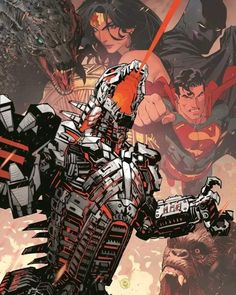 the cover to batman's new 52, featuring superman and other dc characters in front of