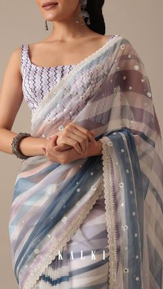 Couture, Haute Couture, Saree With Mirror Work, Striped Saree, Power And Control, Simple Saree Designs, Latest Model Blouse Designs, Sarees For Girls, Indian Sari Dress