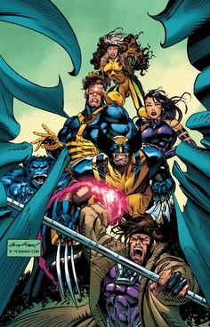 the x - men and their mutantss are surrounded by blue wings