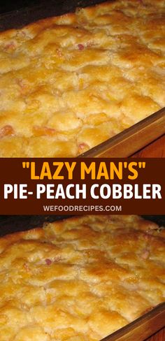 Lazy Man's Peach Cobbler - Easy and delicious peachy goodness. 🍑🥧😴 #LazyMansPie #PeachCobbler #EasyDessert Peach Cobbler Recipe With Cake Mix, Peach Cobbler Crust, Quick Peach Cobbler, Cake Mix Recipes Homemade, Pie Peach, Peach Cobbler With Bisquick, Cobbler Crust, Homemade Peach Cobbler, Fresh Peach Pie