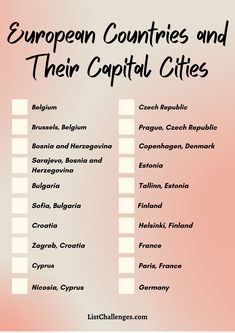 the european countries and their capital cities are shown in this graphic above it's title