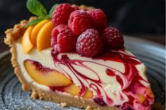 a slice of cheesecake with fruit on top