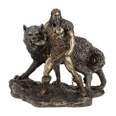 Tyr And The Binding Of Fenrir - Myth & Legend. Sculpture - XoticBrands Home Decor Norse God Tyr, Norse Mythology Goddesses, Vikings Statue, Norse Mythology Tattoo, Mythology Tattoos, Viking Art, Viking Tattoos, Mythological Creatures