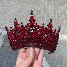 Bestseller Wedding Crown Bridal Wedding Tiara Crystal Bridal - Etsy Ruby Tiara Crown Jewels, Red 15 Crown, Red Quince Tiara, Burgundy Quinceanera Crown, Black And Red Quince Makeup, Red Head Accessories, Spiderman Quinceanera Theme, Red Quinceanera Crowns, Quince Crowns Red