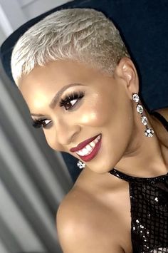 Short Salt And Pepper Hair Black Women, Short Platinum Blonde Hair, Blonde Natural Hair, Short Hair Designs, Black Hair Short Cuts, Short Shaved Hairstyles, Shaved Hair Cuts, Natural Hair Short Cuts, Really Short Hair